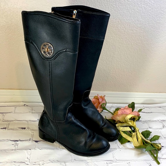 Tory Burch Shoes - Tory Burch Black Selma Leather Riding Boot size 40
